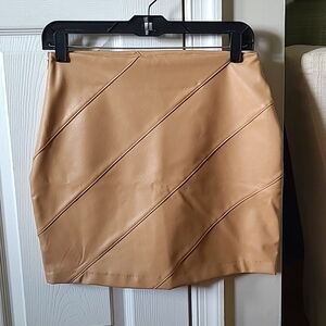 Versona Faux Leather Camel Mini Skirt Size XS